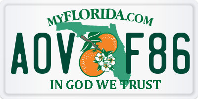 FL license plate AOVF86