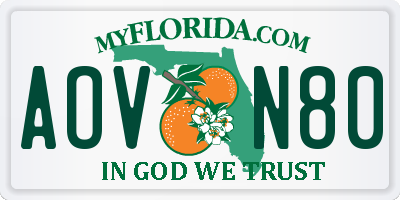 FL license plate AOVN80