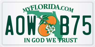 FL license plate AOWB75