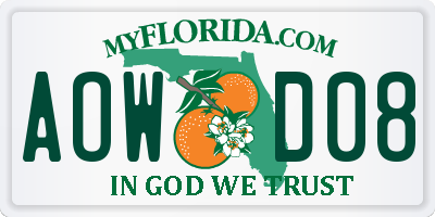 FL license plate AOWD08
