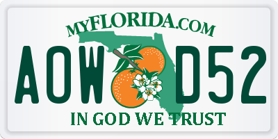 FL license plate AOWD52
