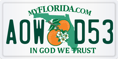 FL license plate AOWD53