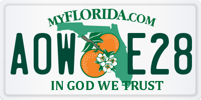 FL license plate AOWE28