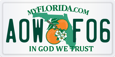 FL license plate AOWF06