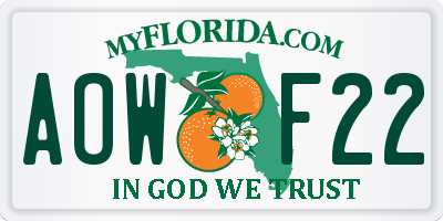 FL license plate AOWF22
