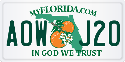 FL license plate AOWJ20