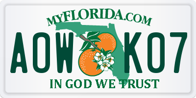 FL license plate AOWK07