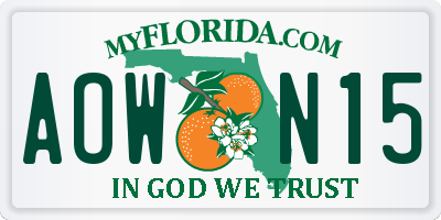 FL license plate AOWN15