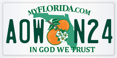FL license plate AOWN24