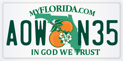 FL license plate AOWN35