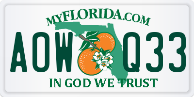 FL license plate AOWQ33
