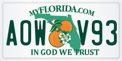 FL license plate AOWV93