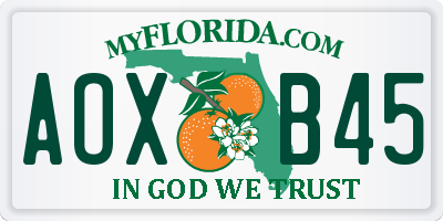 FL license plate AOXB45