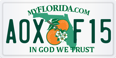 FL license plate AOXF15