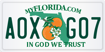 FL license plate AOXG07