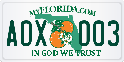 FL license plate AOXO03