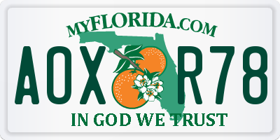 FL license plate AOXR78