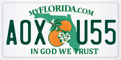 FL license plate AOXU55
