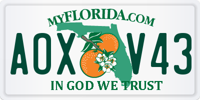 FL license plate AOXV43