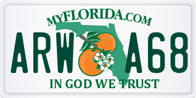 FL license plate ARWA68