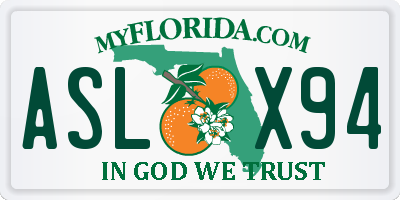 FL license plate ASLX94