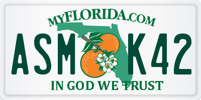 FL license plate ASMK42