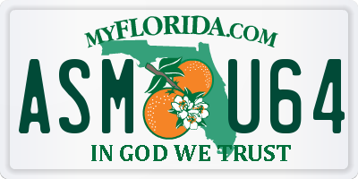 FL license plate ASMU64