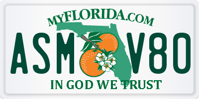 FL license plate ASMV80