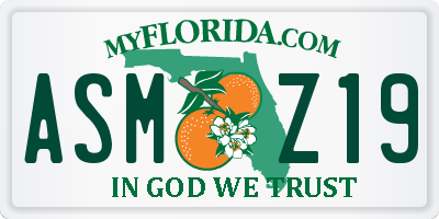 FL license plate ASMZ19
