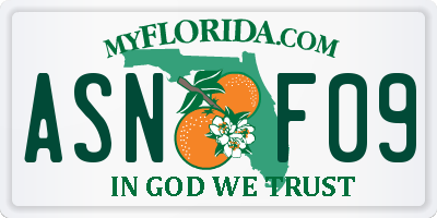 FL license plate ASNF09