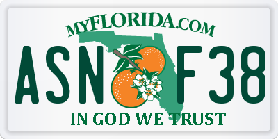 FL license plate ASNF38
