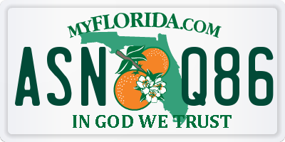 FL license plate ASNQ86