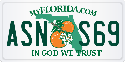 FL license plate ASNS69