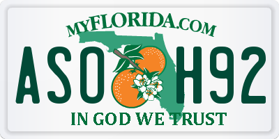 FL license plate ASOH92