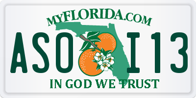 FL license plate ASOI13