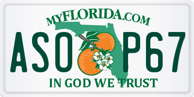 FL license plate ASOP67
