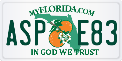 FL license plate ASPE83