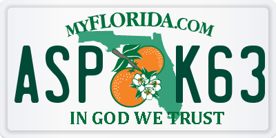FL license plate ASPK63
