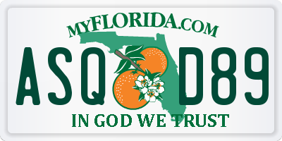 FL license plate ASQD89