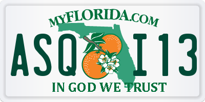 FL license plate ASQI13
