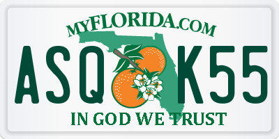 FL license plate ASQK55