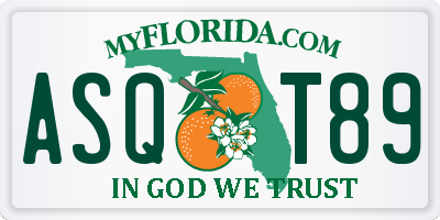 FL license plate ASQT89