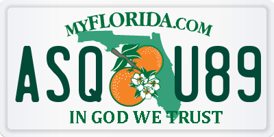 FL license plate ASQU89