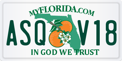 FL license plate ASQV18