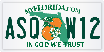 FL license plate ASQW12
