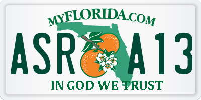 FL license plate ASRA13