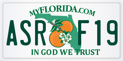 FL license plate ASRF19