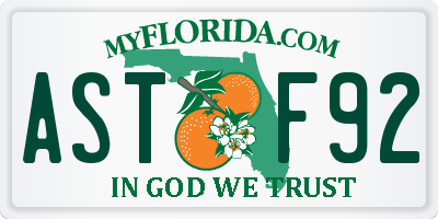 FL license plate ASTF92