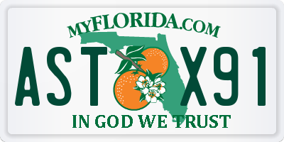 FL license plate ASTX91