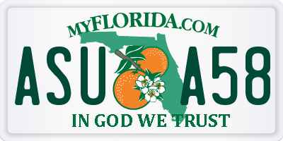 FL license plate ASUA58